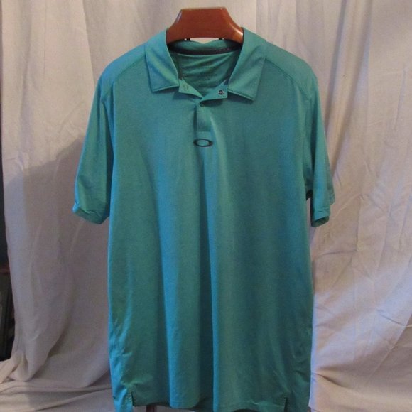 Oakley Green Performance Hydrolix Polo Regular Fit Size Large Snap Buttons EUC - Picture 2 of 11